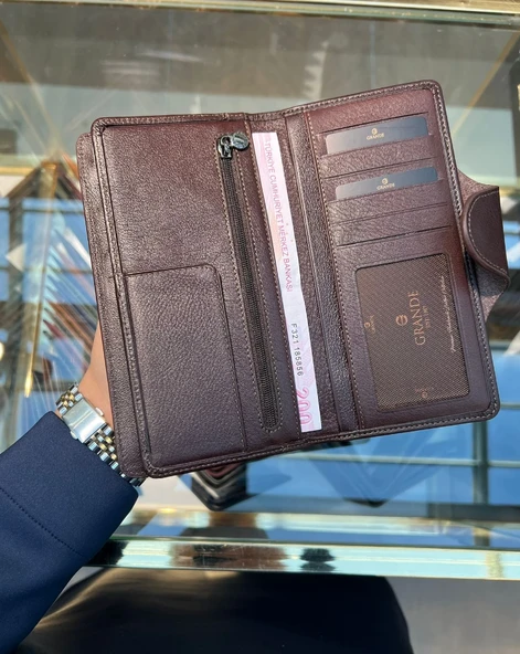 Grande Hakiki Deri Unısex Cüzdan Kahve 2644 - Resim 2