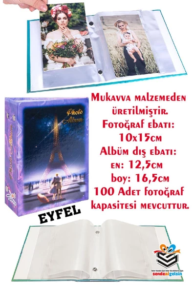 sendealgelsin  100 Fotoğraflık 10x15 Fotoğraf Albümü Eyfel Kulesi