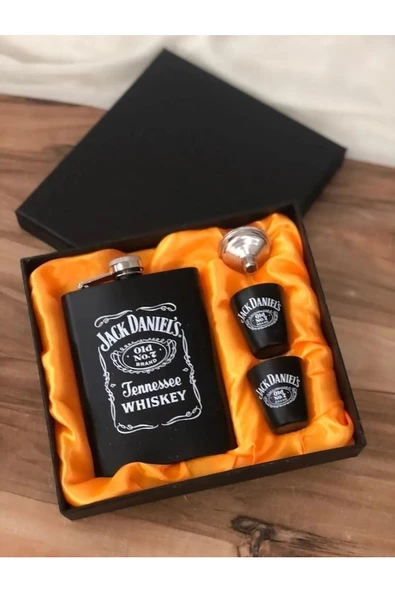 sendealgelsin  Jack D. Içki Matara Seti 8 Oz 2 Shot Bardaklı Hediyelik Set