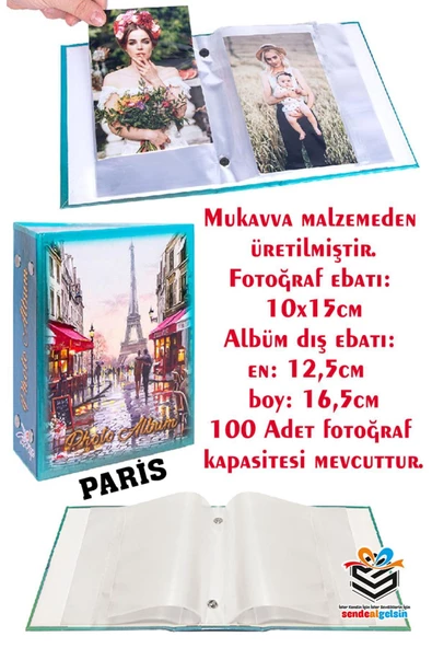 sendealgelsin  100 Fotoğraflık 10x15 Fotoğraf Albümü Paris