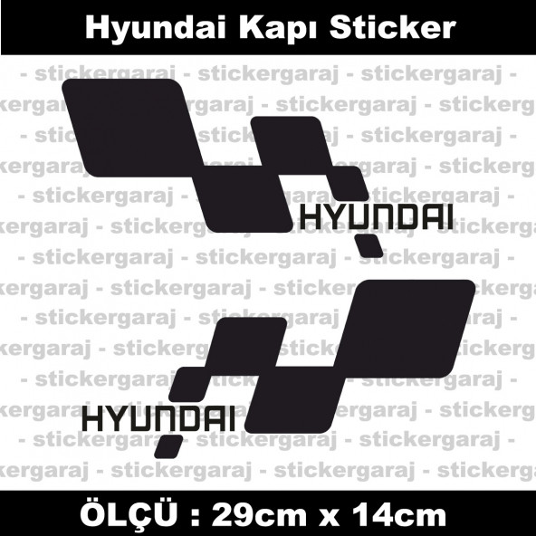 Hyundai sticker yan kapı şerit tuning model set etiket 2li siyah ürün görseli