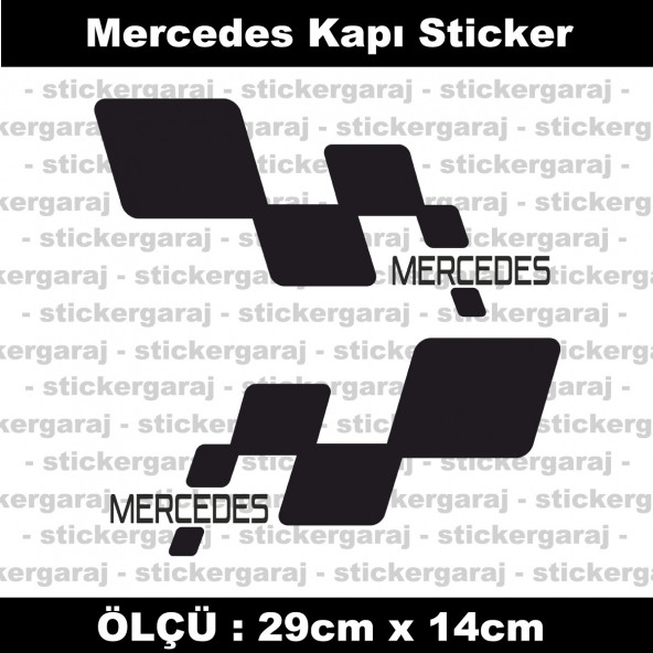 Mercedes sticker yan kapı şerit tuning model set etiket 2li siyah
