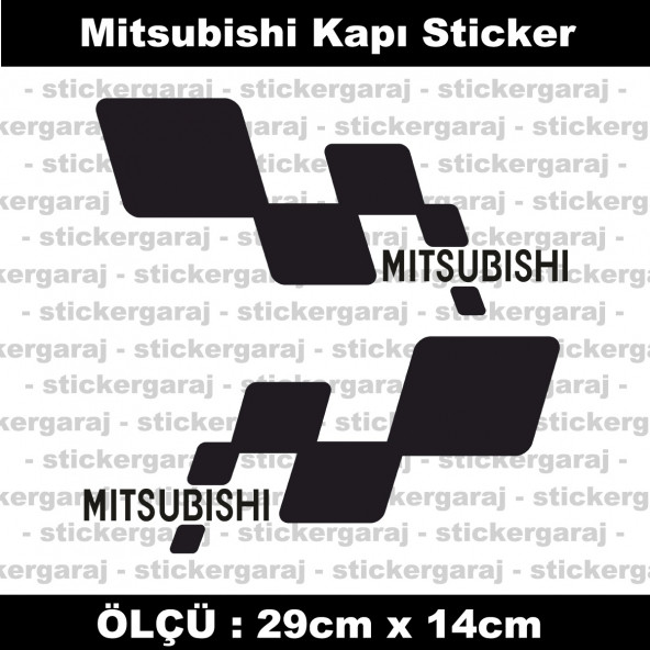Mitsubishi sticker yan kapı şerit tuning model set etiket 2li siyah - 1