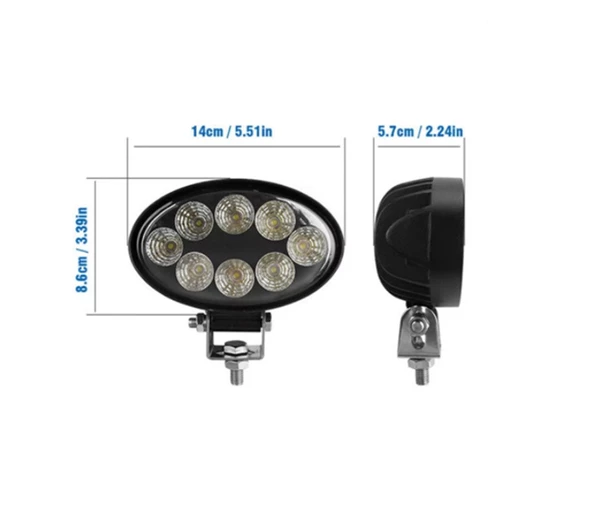 2 Adet 8 Power Ledli Oval 9-60 Volt 24w Ip67 Çalışma Lambası - 5