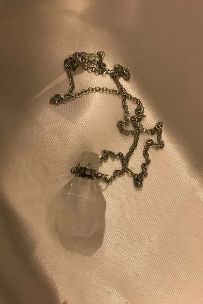 Kristal Kuvars Kolye Doğal Taş İksir Parfüm Şişe Kolye Kuvars Şans Taşı - 5