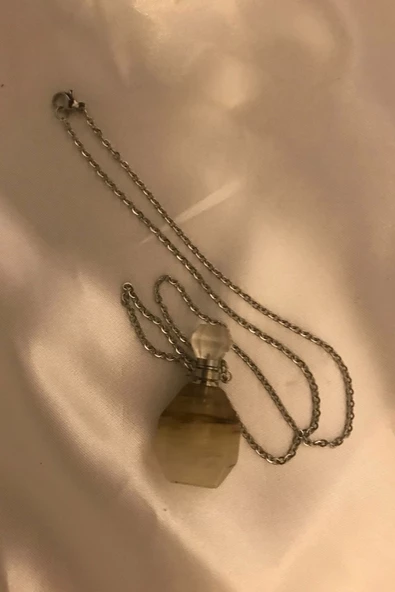 Kuvars Kolye Doğal Taş İksir Parfüm Şişe Kolye Kuvars Şans Taşı - 5