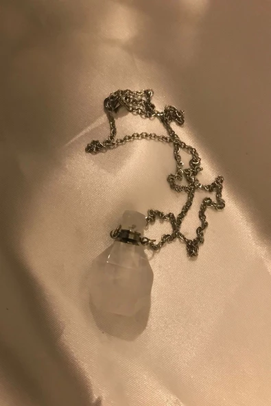 Kristal Kuvars Kolye Doğal Taş İksir Parfüm Şişe Kolye Kuvars Şans Taşı - 2