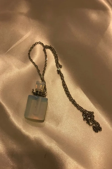 Aytaşı Kolye Doğal Taş İksir Parfüm Şişe Kolye Ay Taşı Opal - 4