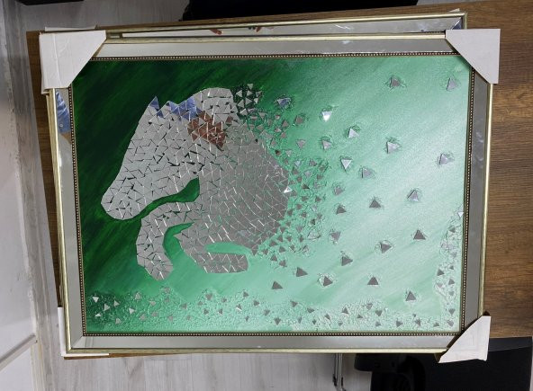 Cici Home Decor Mozaik İskenderin Atı Ayna Tablo 55*75 - 2