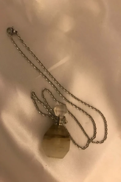 Kuvars Kolye Doğal Taş İksir Parfüm Şişe Kolye Kuvars Şans Taşı - 3