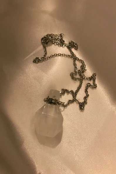 Kristal Kuvars Kolye Doğal Taş İksir Parfüm Şişe Kolye Kuvars Şans Taşı - 4