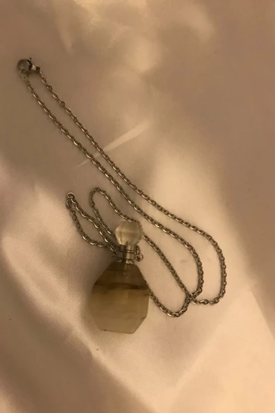 Kuvars Kolye Doğal Taş İksir Parfüm Şişe Kolye Kuvars Şans Taşı - 4