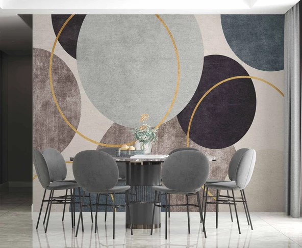 Yuvarlak Geometri Halı Desenli Duvar Kağıdı - 5