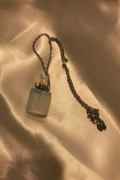 Aytaşı Kolye Doğal Taş İksir Parfüm Şişe Kolye Ay Taşı Opal - 3