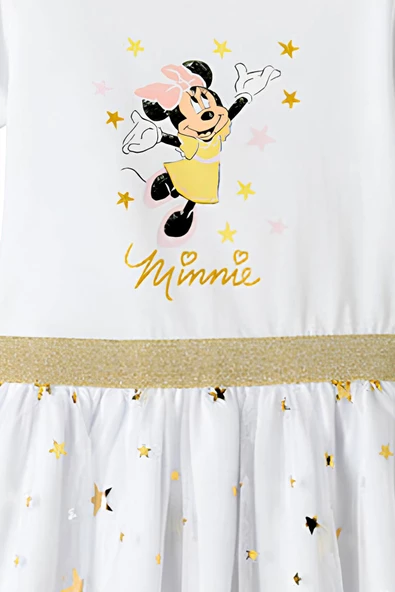 Orijinal Lisanslı Minnie Desenli Yıldız Detaylı Tütülü Kız Çocuk Elbisesi - MINIE-58324 - 2