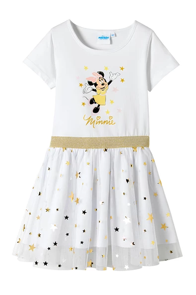 Orijinal Lisanslı Minnie Desenli Yıldız Detaylı Tütülü Kız Çocuk Elbisesi - MINIE-58324