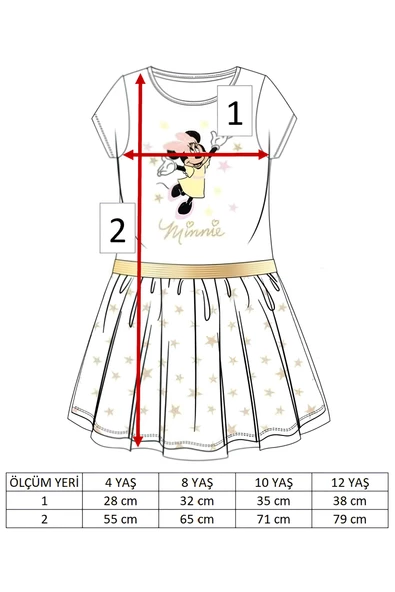 Orijinal Lisanslı Minnie Desenli Yıldız Detaylı Tütülü Kız Çocuk Elbisesi - MINIE-58324 - 3