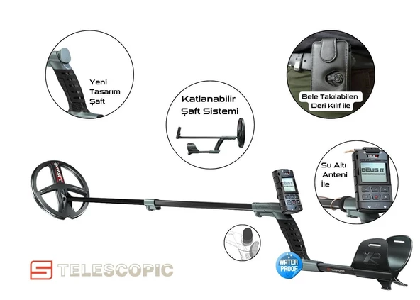 XP DEUS 2 Metal Dedektör - Ana Kontrol Ünitesi FX03 Kablolu Kulaklık ve Ses Ara Kablosu 22cm FMF Başlık ile - 3