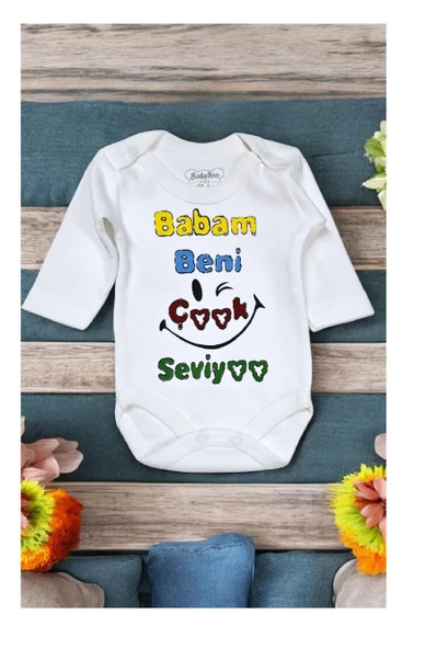 Baskılı Bebek Body Zıbın (Babam Beni Çok Seviyor) - 2