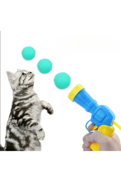 Oyuncak Peluş Ponpon Top Atan Fırlatan Ponpon Tabancası 20 Adet Ponponlu Oyun - 7