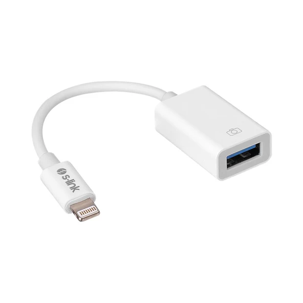 S-link SL-TA74 Beyaz USB F to Lightning 10cm kablolu OTG Çevirici