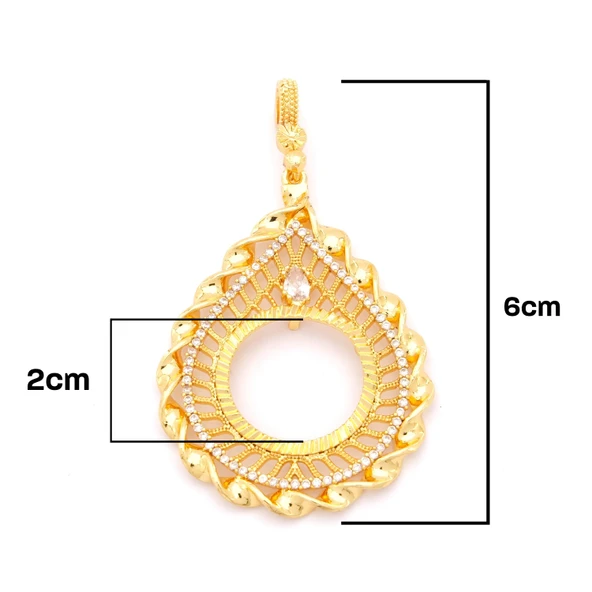 Yarım Altın Çerçeveli Kolye Ucu Altın Kaplama İşlemeli TGR-644 - Resim 2