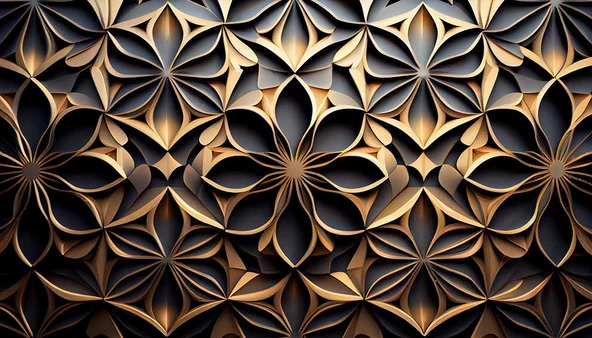 3 Boyutlu Geometrik Çizim Desenli Duvar Kağıdı - 7