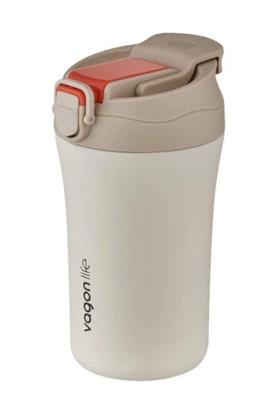 Vagonlife FiftyFifty Çift Kapak Sistemli Pipetli/Pipetsiz 400ml Çelik Mug FF2004VGN - 7