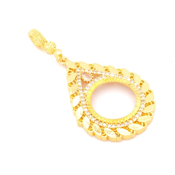 Yarım Altın Çerçeveli Kolye Ucu Altın Kaplama İşlemeli TGR-659 - Resim 3