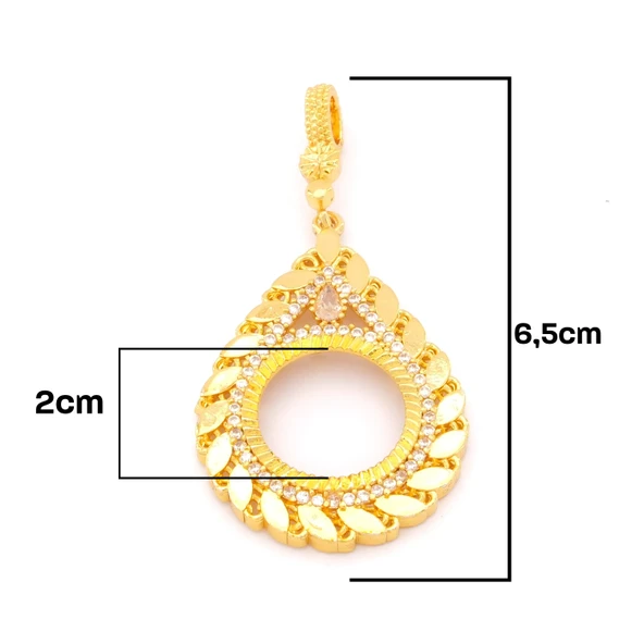 Yarım Altın Çerçeveli Kolye Ucu Altın Kaplama İşlemeli TGR-659 - Resim 2