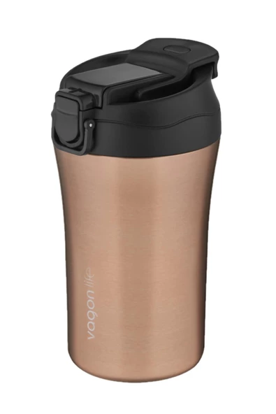 Vagonlife FiftyFifty Çift Kapak Sistemli Pipetli/Pipetsiz 400ml Çelik Mug FF2004VGN - 4