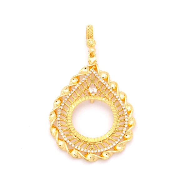 Yarım Altın Çerçeveli Kolye Ucu Altın Kaplama İşlemeli TGR-644 ürün görseli