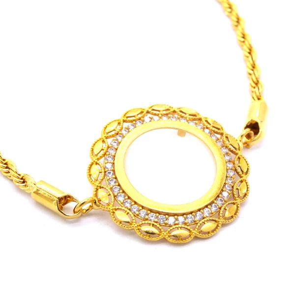 BZ Altın Kaplama Çeyrek Çerçeve Burgu Bileklik BLK-684 - 3