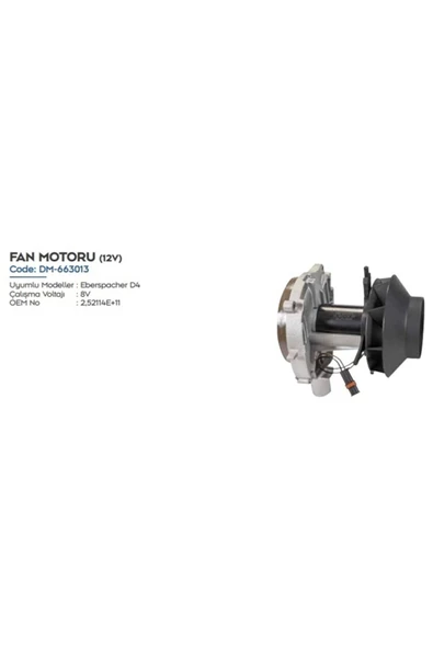DEMMON D4 Webasto Tipi Isıtıcı Fan Motoru 12 Volt Thermon Vebasto