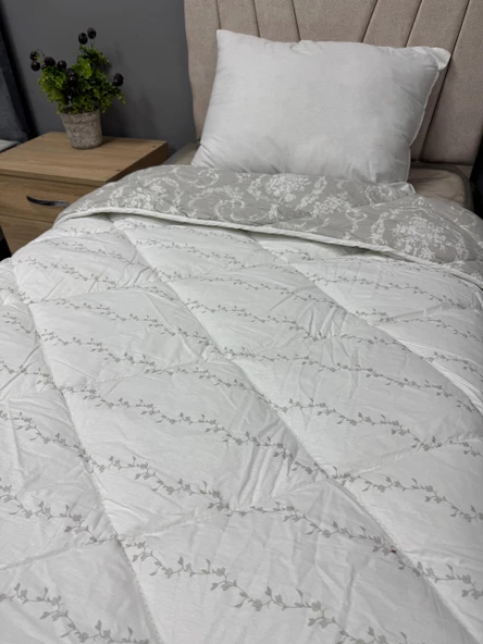 Clasy %100 Pamuk Ranforce Tek kişilik Yorgan Çift Taraflı Miza V1 Kırmızı Çiçekli Desen - 3
