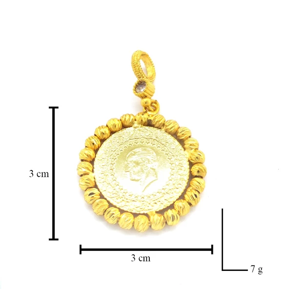 BZ Altın Kaplama Dorikalı Yarım Altınlı Kadın Kolye Ucu TGR-581 - 5