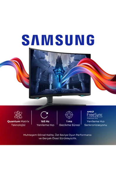 Samsung Odyssey  32 İnç 165hz 1ms Uhd Quantum Mini-led Pivot Kavisli Oyuncu Monitörü