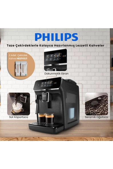 Philips Tam Otomatik Süt Köpürütücü Espresso Makinası 1.8 L Kapasite Zamanlayıcı AquaClean Özelliği