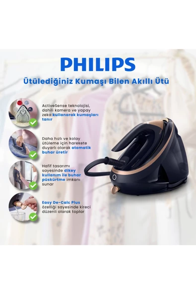 Philips Premium PerfectCare Buhar Kazanlı Ütü Otomatik Taban Sıcaklığı Ayarı 3100W Sıfır Yanık Riski