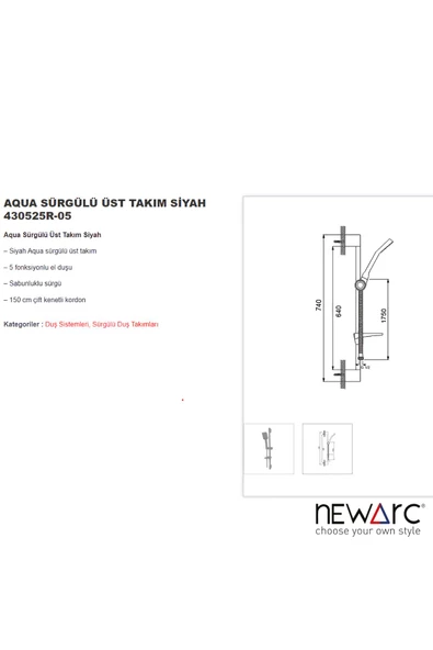 Aqua Siyah Sürgülü Üst Takım 430525R-05 - 2