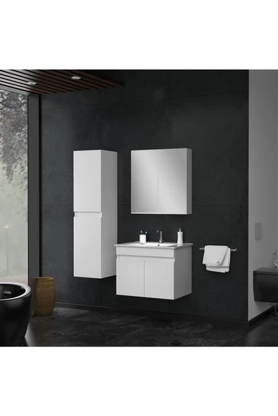 Defne 65 Cm Beyaz Banyo Dolap Takım - 7