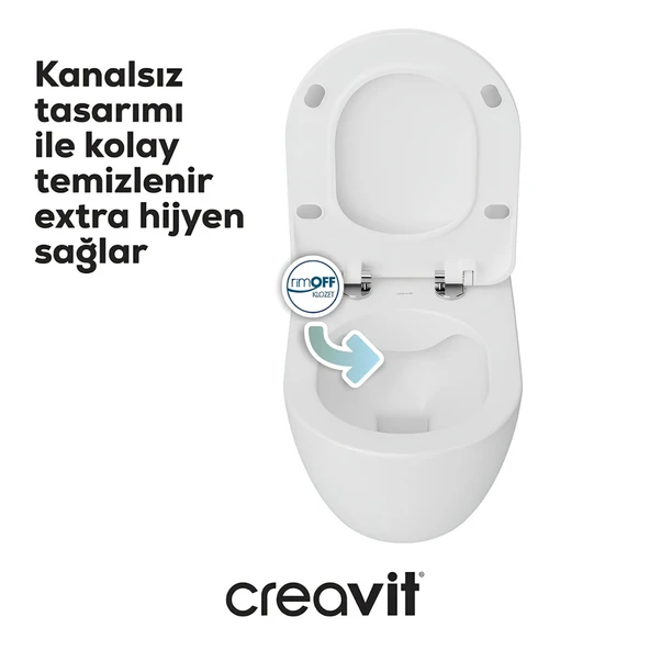 Creavit Free Beyaz Kanallı Asma Klozet FE320, Creavit Free Duck Yavaş Kapak - 4
