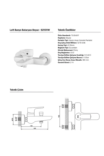 Beyaz Banyo Bataryası 921511W - 3