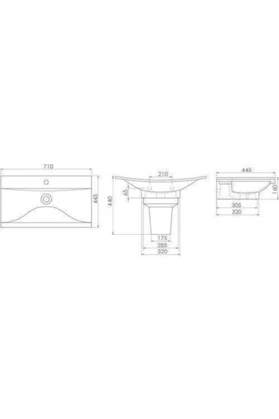 Cerastyle Bella Tezgah Üstü Lavabo 70*45 Cm - 3