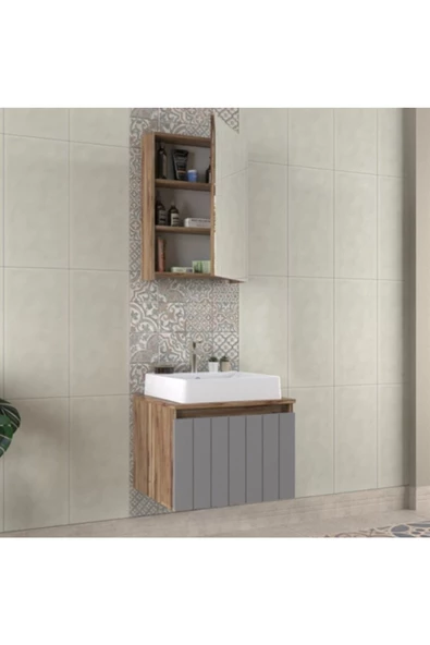 Biani Nevada 60 Cm Matt Anthracite Banyo Dolabı