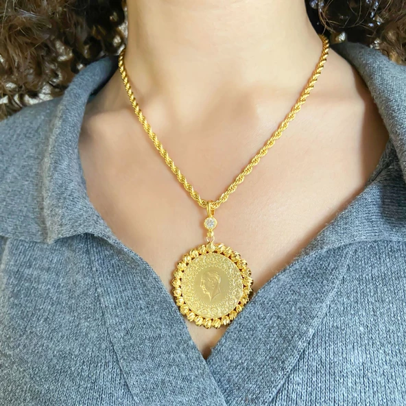 BZ Altın Kaplama Tam Altınlı Kadın Kolye Ucu TGR-344 - 2