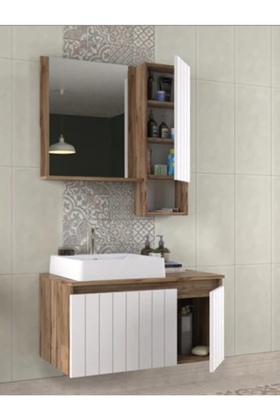 Biani Nevada Beyaz 90 Cm Banyo Dolabı