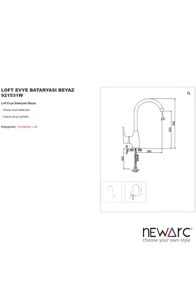 Loft Beyaz Eviye Bataryası 921531W - 2
