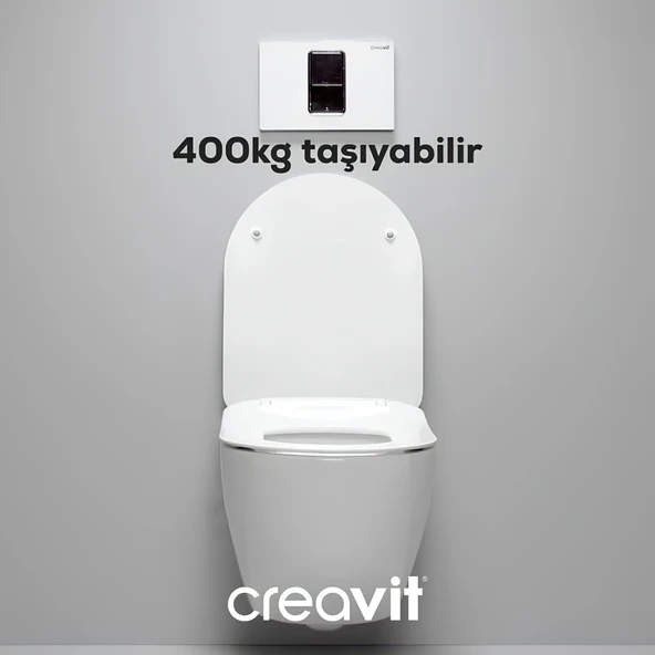 Creavit Free Beyaz Kanallı Asma Klozet FE320, Creavit Free Duck Yavaş Kapak - 6