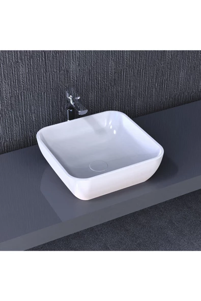 Turavit Porto Çanak Beyaz Kare Deliksiz Lavabo 40 cm PRT0708 - 3